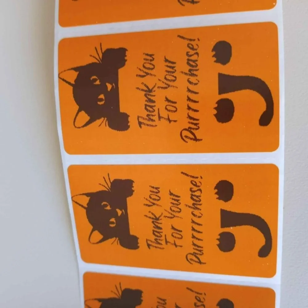 💙100 Thank You Cat- Shipping Labels Thermal Packaging Stickers 2.25